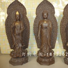 東方三圣銅雕，鑄銅東方三圣雕塑，西方三圣銅雕