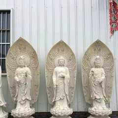 東方三圣雕塑，立式佛像石雕