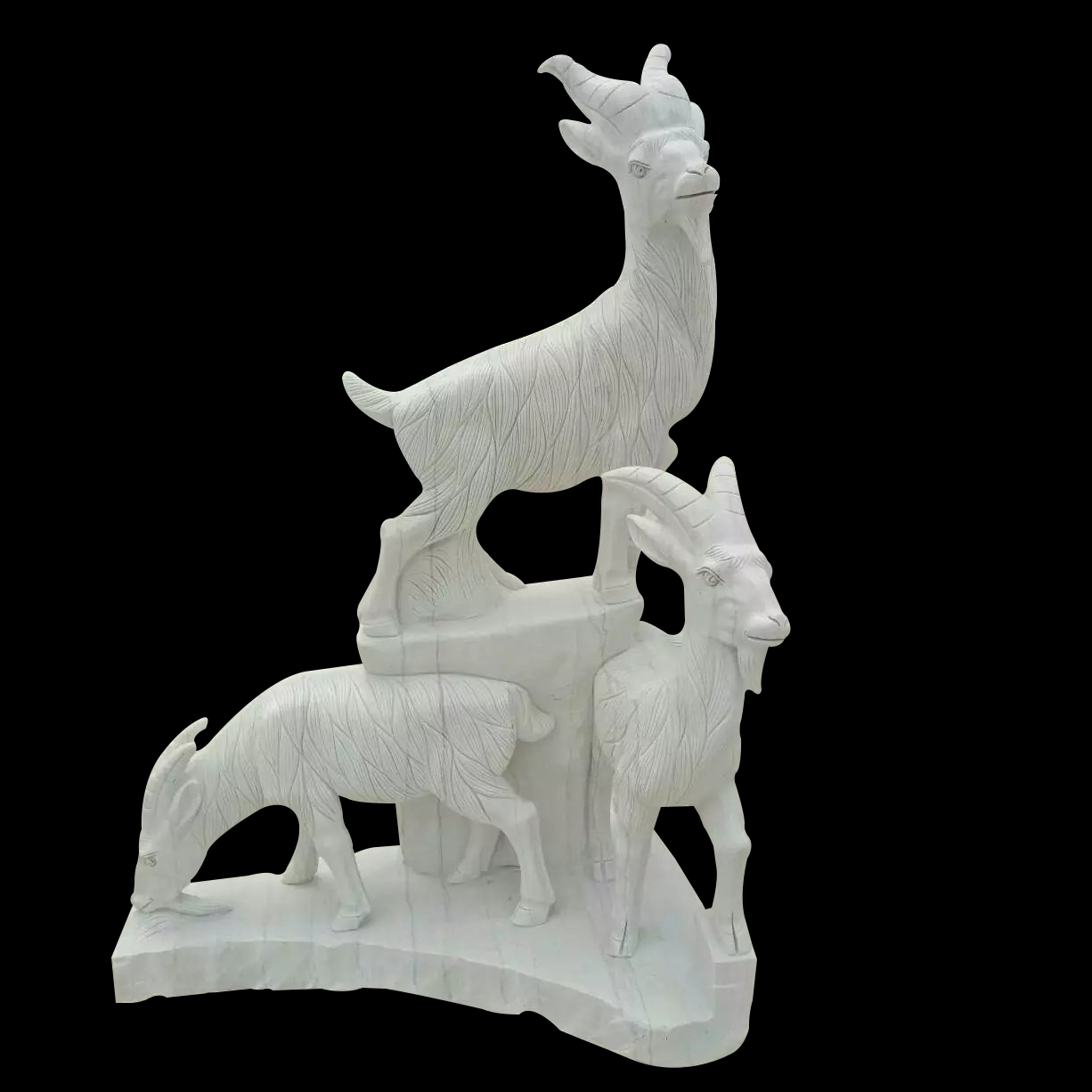 三羊開泰石雕，漢白玉三羊開泰雕塑 (2)