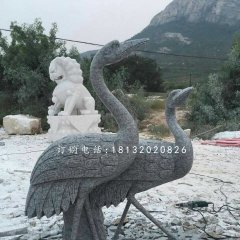 青石仙鶴雕塑，動物石雕