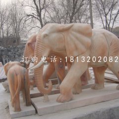 廣場大象石雕，晚霞紅大象