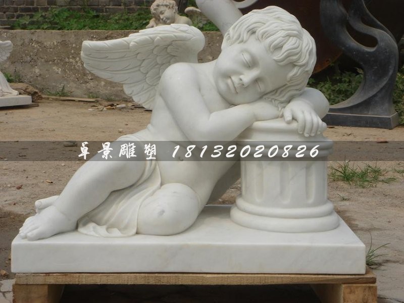 西方天使石雕，漢白玉天使雕塑