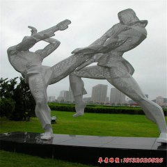 摔跤運動人物不銹鋼雕塑